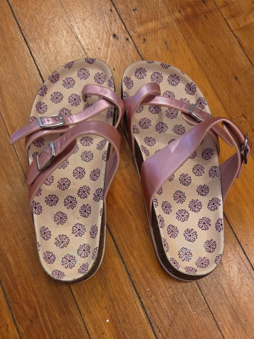 Women's Pink Floral Strap Sandals